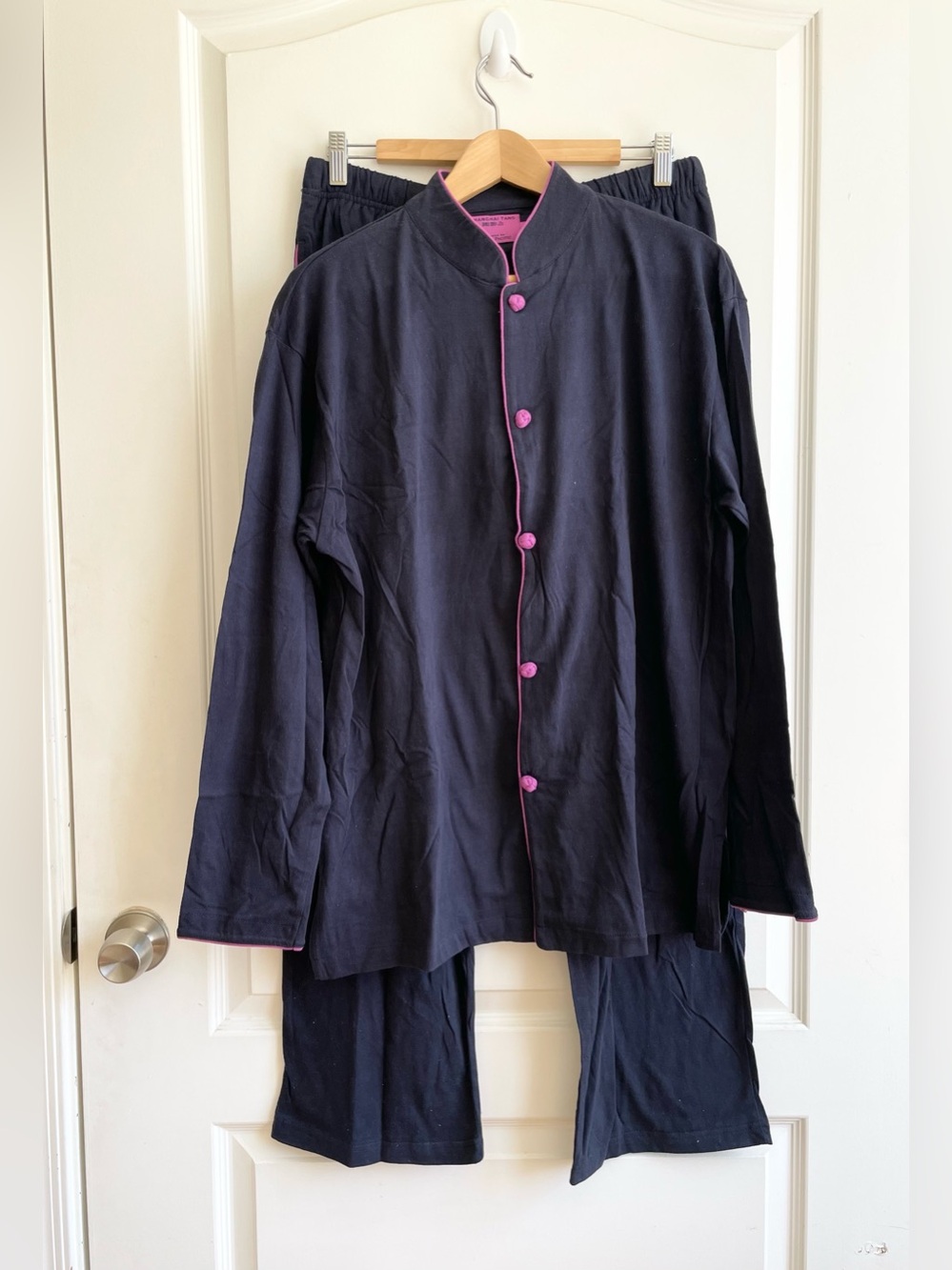 Shanghai Tang for Cathay Pacific First Class Lounge Pajama Set size L Navy Pink